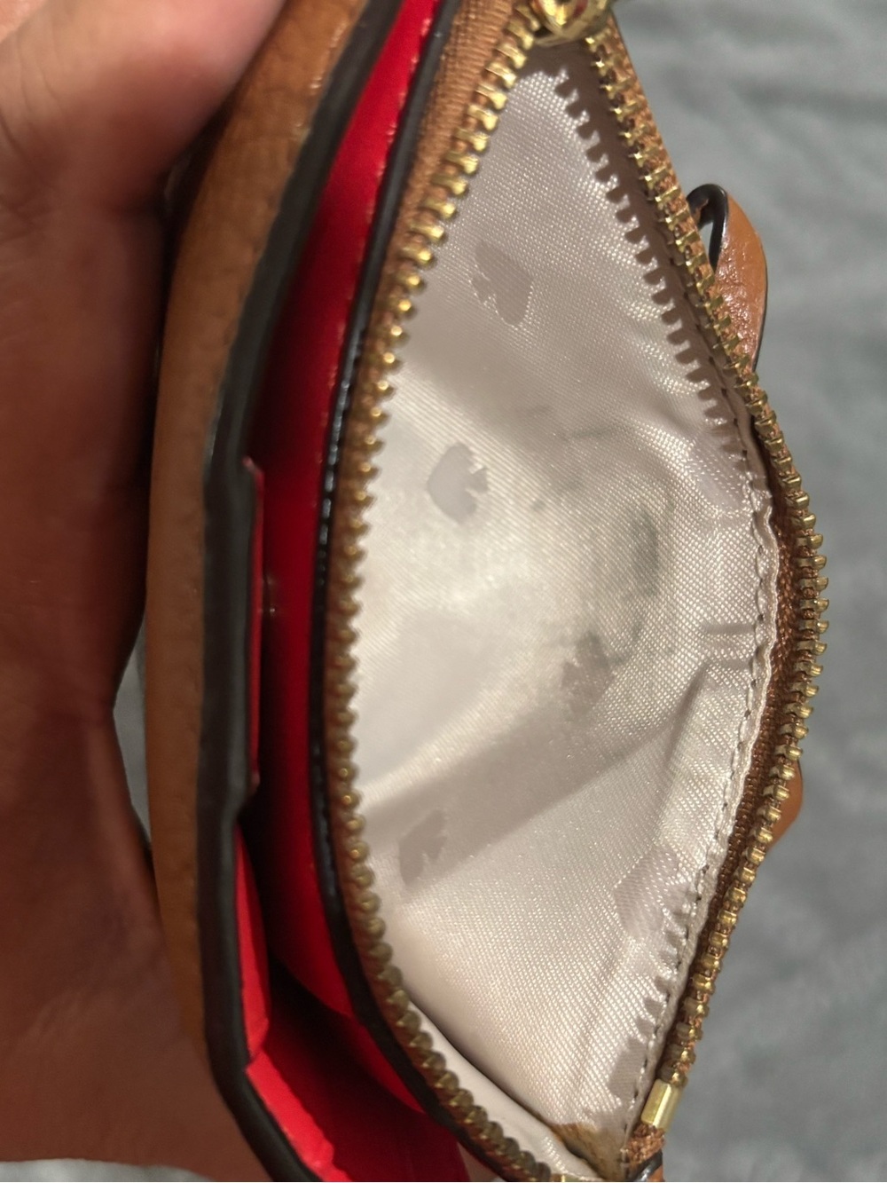 Kate Spade Lena Small Leather Bifold Wallet Tan Red - Picture 13 of 15